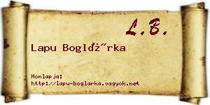 Lapu Boglárka névjegykártya